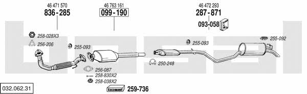 Bosal 032.062.31 Система выпуска отработаных газов 03206231: Купить в Украине - Отличная цена на EXIST.UA! 03206231 Bosal Система выпуска отработаных газов