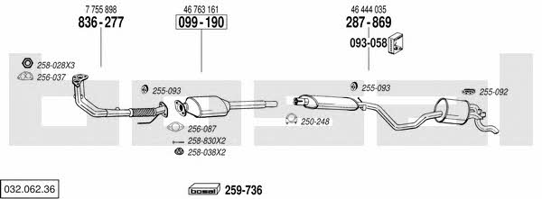 Bosal 032.062.36 Система выпуска отработаных газов 03206236: Купить в Украине - Отличная цена на EXIST.UA! 03206236 Bosal Система выпуска отработаных газов