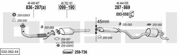 Bosal 032.062.44 Система выпуска отработаных газов 03206244: Купить в Украине - Отличная цена на EXIST.UA! 03206244 Bosal Система выпуска отработаных газов