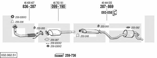 Bosal 032.062.51 Система выпуска отработаных газов 03206251: Купить в Украине - Отличная цена на EXIST.UA! 03206251 Bosal Система выпуска отработаных газов