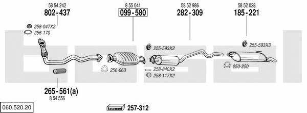 Bosal 060.520.20 Система випуску відпрацьованих газів 06052020: Купити в Україні - Добра ціна на EXIST.UA! 06052020 Bosal Система випуску відпрацьованих газів
