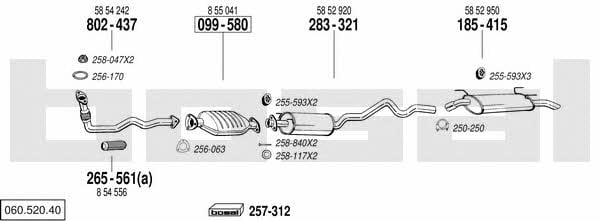 Bosal 060.520.40 Система випуску відпрацьованих газів 06052040: Купити в Україні - Добра ціна на EXIST.UA! 06052040 Bosal Система випуску відпрацьованих газів