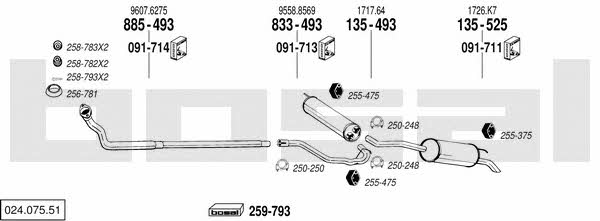 Bosal 024.075.51 Система випуску відпрацьованих газів 02407551: Купити в Україні - Добра ціна на EXIST.UA! 02407551 Bosal Система випуску відпрацьованих газів