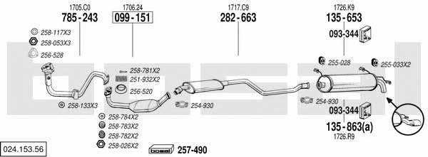 Bosal 024.153.56 Система выпуска отработаных газов 02415356: Купить в Украине - Отличная цена на EXIST.UA! 02415356 Bosal Система выпуска отработаных газов