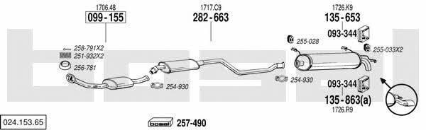 Bosal 024.153.65 Система выпуска отработаных газов 02415365: Купить в Украине - Отличная цена на EXIST.UA! 02415365 Bosal Система выпуска отработаных газов