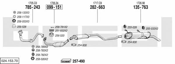Bosal 024.153.70 Система выпуска отработаных газов 02415370: Купить в Украине - Отличная цена на EXIST.UA! 02415370 Bosal Система выпуска отработаных газов