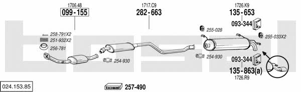 Bosal 024.153.85 Система выпуска отработаных газов 02415385: Купить в Украине - Отличная цена на EXIST.UA! 02415385 Bosal Система выпуска отработаных газов