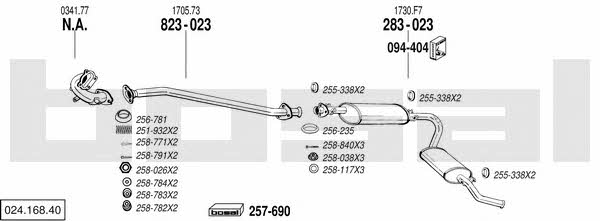 Bosal 024.168.40 Система випуску відпрацьованих газів 02416840: Купити в Україні - Добра ціна на EXIST.UA! 02416840 Bosal Система випуску відпрацьованих газів