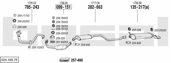 Bosal 024.169.75 Система выпуска отработаных газов 02416975: Купить в Украине - Отличная цена на EXIST.UA! 02416975 Bosal Система выпуска отработаных газов
