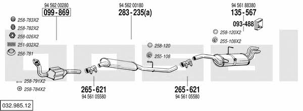 Bosal 032.985.12 Система выпуска отработаных газов 03298512: Купить в Украине - Отличная цена на EXIST.UA! 03298512 Bosal Система выпуска отработаных газов
