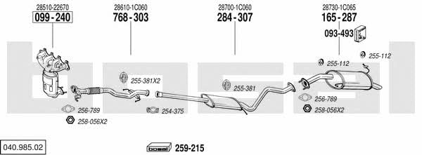 Bosal 040.985.02 Система выпуска отработаных газов 04098502: Купить в Украине - Отличная цена на EXIST.UA! 04098502 Bosal Система выпуска отработаных газов