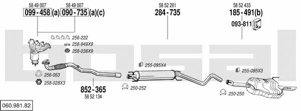 Bosal 060.981.82 Система выпуска отработаных газов 06098182: Купить в Украине - Отличная цена на EXIST.UA! 06098182 Bosal Система выпуска отработаных газов