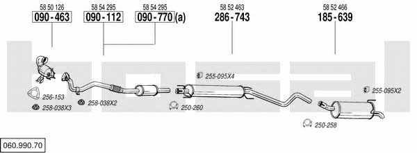 Bosal 060.990.70 Система выпуска отработаных газов 06099070: Купить в Украине - Отличная цена на EXIST.UA! 06099070 Bosal Система выпуска отработаных газов