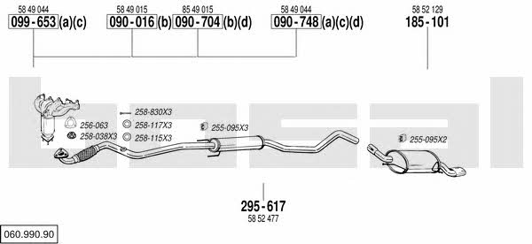 Bosal 060.990.90 Система выпуска отработаных газов 06099090: Купить в Украине - Отличная цена на EXIST.UA! 06099090 Bosal Система выпуска отработаных газов