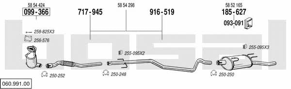 Bosal 060.991.00 Система выпуска отработаных газов 06099100: Купить в Украине - Отличная цена на EXIST.UA! 06099100 Bosal Система выпуска отработаных газов