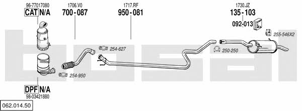 Bosal 062.014.50 Система выпуска отработаных газов 06201450: Купить в Украине - Отличная цена на EXIST.UA! 06201450 Bosal Система выпуска отработаных газов