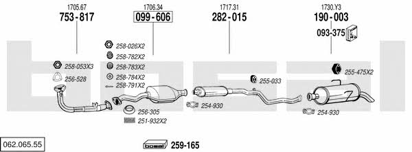Bosal 062.065.55 Система выпуска отработаных газов 06206555: Купить в Украине - Отличная цена на EXIST.UA! 06206555 Bosal Система выпуска отработаных газов