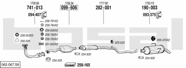 Bosal 062.067.59 Система выпуска отработаных газов 06206759: Купить в Украине - Отличная цена на EXIST.UA! 06206759 Bosal Система выпуска отработаных газов