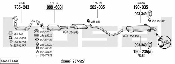 Bosal 062.171.60 Система выпуска отработаных газов 06217160: Купить в Украине - Отличная цена на EXIST.UA! 06217160 Bosal Система выпуска отработаных газов