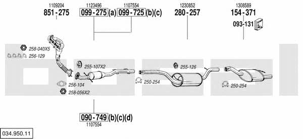 Bosal 034.950.11 Система выпуска отработаных газов 03495011: Купить в Украине - Отличная цена на EXIST.UA! 03495011 Bosal Система выпуска отработаных газов