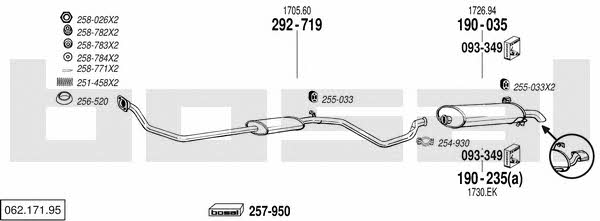 Bosal 062.171.95 Система выпуска отработаных газов 06217195: Купить в Украине - Отличная цена на EXIST.UA! 06217195 Bosal Система выпуска отработаных газов