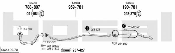 Bosal 062.190.70 Система выпуска отработаных газов 06219070: Купить в Украине - Отличная цена на EXIST.UA! 06219070 Bosal Система выпуска отработаных газов