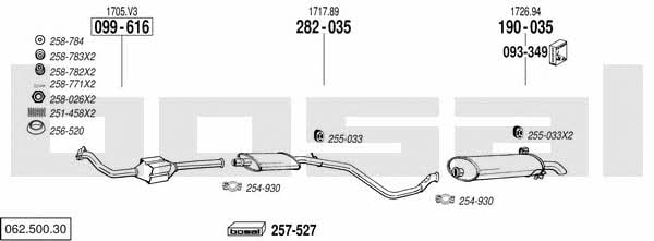 Bosal 062.500.30 Система выпуска отработаных газов 06250030: Купить в Украине - Отличная цена на EXIST.UA! 06250030 Bosal Система выпуска отработаных газов