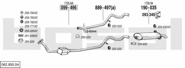 Bosal 062.950.04 Система выпуска отработаных газов 06295004: Купить в Украине - Отличная цена на EXIST.UA! 06295004 Bosal Система выпуска отработаных газов