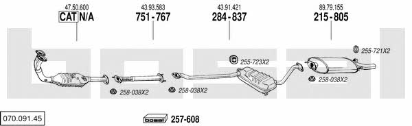 Bosal 070.091.45 Система випуску відпрацьованих газів 07009145: Купити в Україні - Добра ціна на EXIST.UA! 07009145 Bosal Система випуску відпрацьованих газів