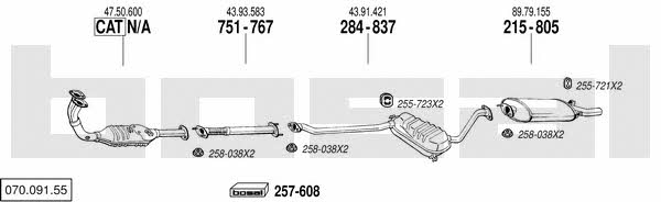 Bosal 070.091.55 Система випуску відпрацьованих газів 07009155: Купити в Україні - Добра ціна на EXIST.UA! 07009155 Bosal Система випуску відпрацьованих газів