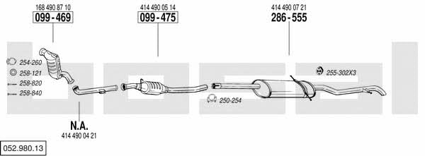 Bosal 052.980.13 Система выпуска отработаных газов 05298013: Купить в Украине - Отличная цена на EXIST.UA! 05298013 Bosal Система выпуска отработаных газов