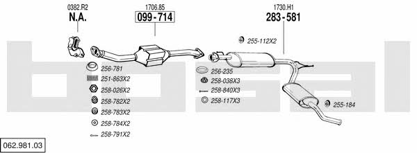 Bosal 062.981.03 Система выпуска отработаных газов 06298103: Купить в Украине - Отличная цена на EXIST.UA! 06298103 Bosal Система выпуска отработаных газов