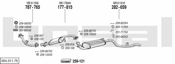 Bosal 054.311.75 Система випуску відпрацьованих газів 05431175: Купити в Україні - Добра ціна на EXIST.UA! 05431175 Bosal Система випуску відпрацьованих газів
