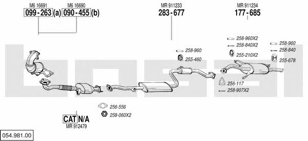 Bosal 054.981.00 Система випуску відпрацьованих газів 05498100: Купити в Україні - Добра ціна на EXIST.UA! 05498100 Bosal Система випуску відпрацьованих газів