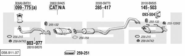 Bosal 058.911.07 Система выпуска отработаных газов 05891107: Купить в Украине - Отличная цена на EXIST.UA! 05891107 Bosal Система выпуска отработаных газов
