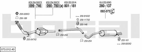 Bosal 073.012.40 Система выпуска отработаных газов 07301240: Купить в Украине - Отличная цена на EXIST.UA! 07301240 Bosal Система выпуска отработаных газов