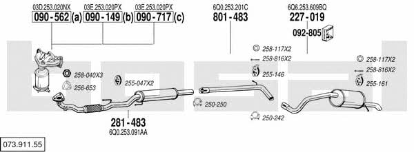  073.911.55 Система випуску відпрацьованих газів 07391155: Купити в Україні - Добра ціна на EXIST.UA!