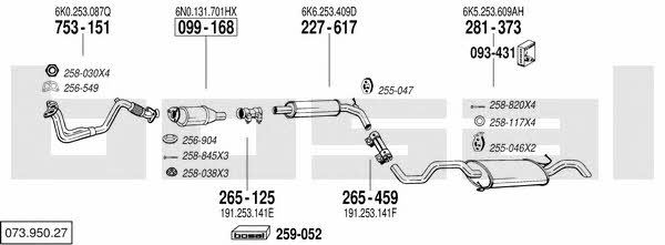 Bosal 073.950.27 Система выпуска отработаных газов 07395027: Купить в Украине - Отличная цена на EXIST.UA! 07395027 Bosal Система выпуска отработаных газов