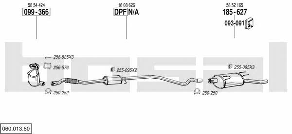 Bosal 060.013.60 Система выпуска отработаных газов 06001360: Купить в Украине - Отличная цена на EXIST.UA! 06001360 Bosal Система выпуска отработаных газов