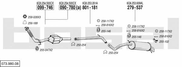 07398008 Bosal Система випуску відпрацьованих газів