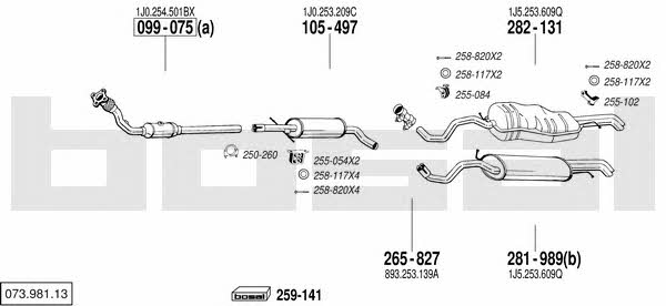 Bosal 073.981.13 Система выпуска отработаных газов 07398113: Купить в Украине - Отличная цена на EXIST.UA! 07398113 Bosal Система выпуска отработаных газов