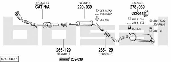 Bosal 074.960.15 Система выпуска отработаных газов 07496015: Купить в Украине - Отличная цена на EXIST.UA! 07496015 Bosal Система выпуска отработаных газов
