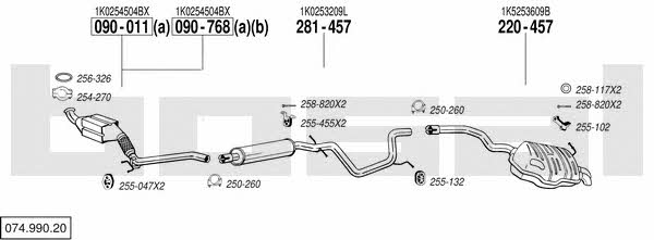 Bosal 074.990.20 Система выпуска отработаных газов 07499020: Купить в Украине - Отличная цена на EXIST.UA! 07499020 Bosal Система выпуска отработаных газов