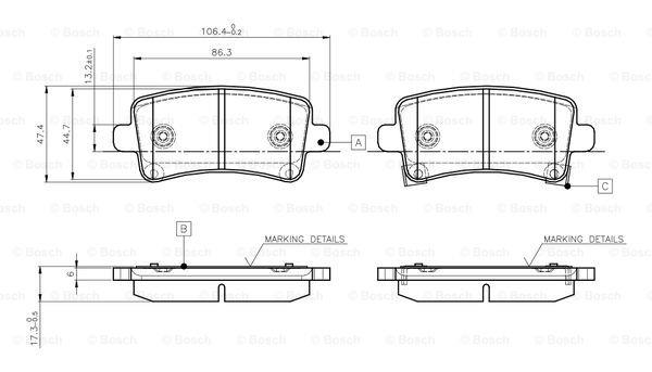 Bosch 0 986 TB3 106 Гальмівні колодки, комплект 0986TB3106: Купити в Україні - Добра ціна на EXIST.UA!