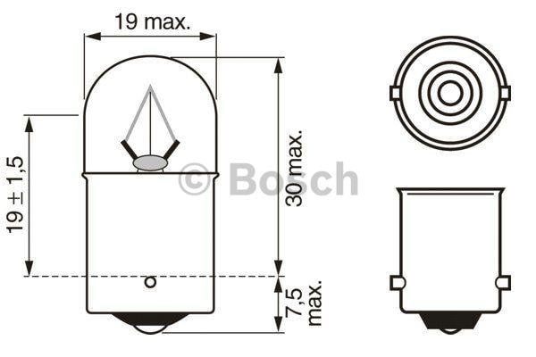Bosch 1 987 302 506 Лампа розжарювання R10W 24V 10W 1987302506: Приваблива ціна - Купити в Україні на EXIST.UA!