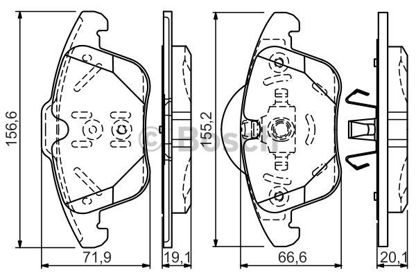 Гальмівні колодки, комплект Bosch 0 986 TB3 184