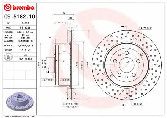 Breco BS 8028 Диск гальмівний задній вентильований BS8028: Купити в Україні - Добра ціна на EXIST.UA!