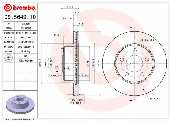 Breco BS 8080 Диск гальмівний передній вентильований BS8080: Купити в Україні - Добра ціна на EXIST.UA!