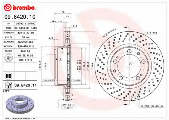 Breco BS 8416 Диск гальмівний передній вентильований BS8416: Приваблива ціна - Купити в Україні на EXIST.UA!