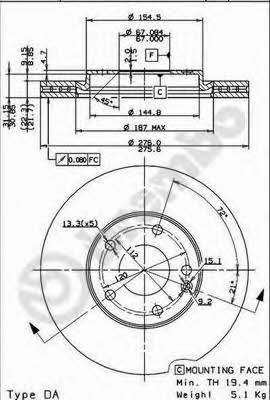 Breco BS 8442 Диск гальмівний передній вентильований BS8442: Купити в Україні - Добра ціна на EXIST.UA!